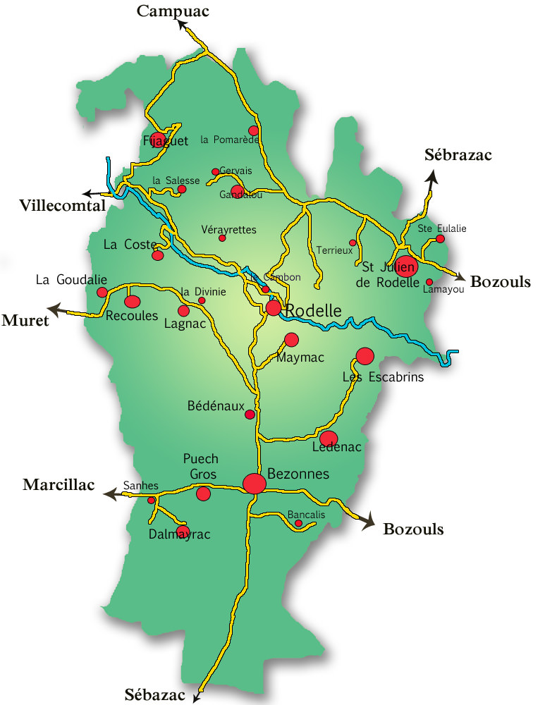 Plan de la commune de Rodelle