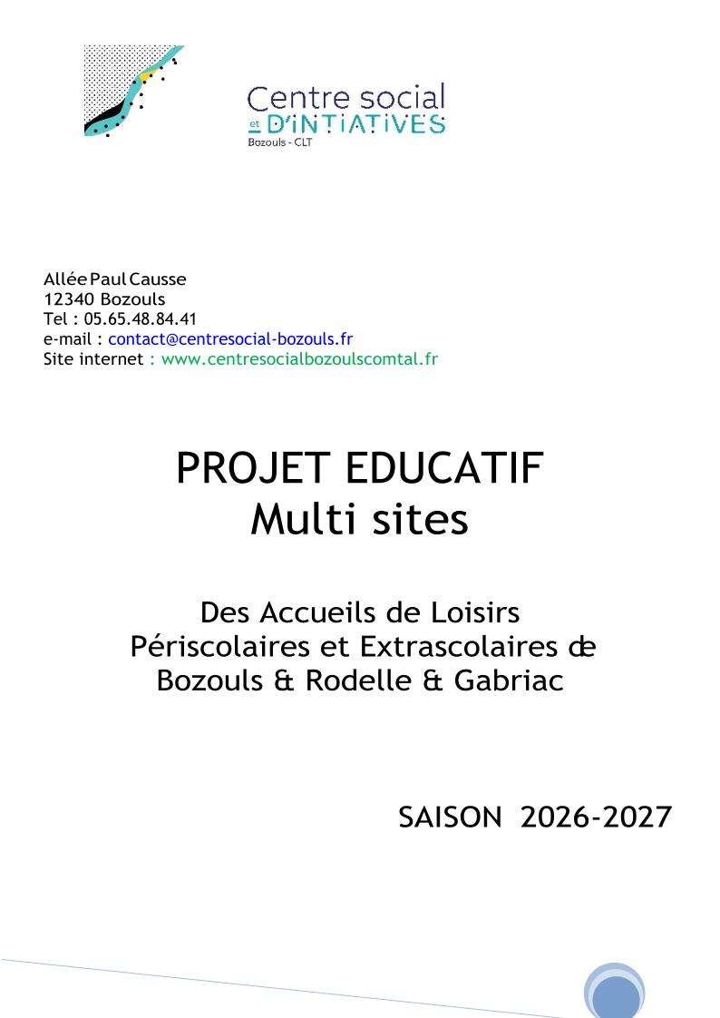Projet éducatif - Multi sites 2026-2027